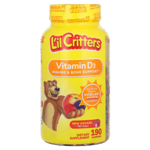L’il Critters Vitamina D3 Gummy, Frambuesa, Melocotón y Zarzamora, 25 mcg (1000 UI), 60 gomitas