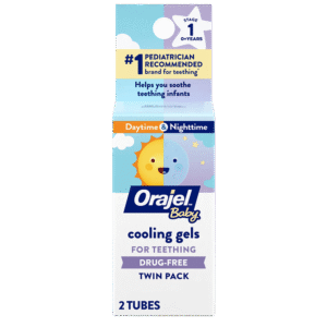 Orajel Baby Daytime & Nighttime Cooling Gels para la dentición, sin medicamentos, paquete de dos tubos de 5.1 g cada uno.